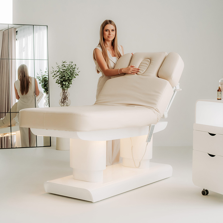 Leżanka Melia Beige w gabinecie masażu