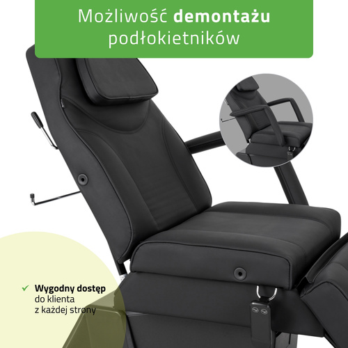 Fotel kosmetyczny, elektryczny Laris Black - 1 silnik