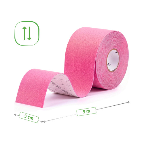Tejp, taśma elastyczna do kinesiotapingu, 5 cm × 5 m, różowa, Strong | Habys