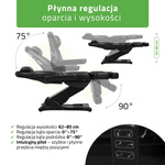 Fotel kosmetyczny z regulacją elektryczną Elara PRO 4, czarny - 3 silniki