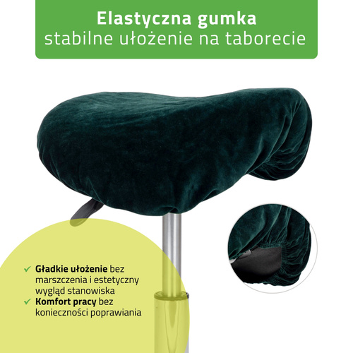 Pokrowiec welurowy z gumką na taboret, butelkowo zielony