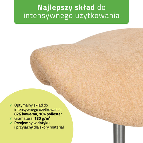 Pokrowiec frotte z gumką na taboret, kremowy latte