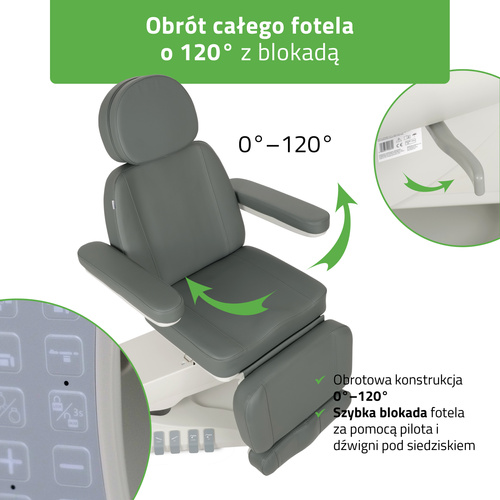 Fotel kosmetyczny z regulacja elektryczną Luxoria PRO 5, Ash Grey - 4 silniki | 3 lata gwarancji
