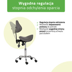 Taboret siodłowy Sola z oparciem – szary