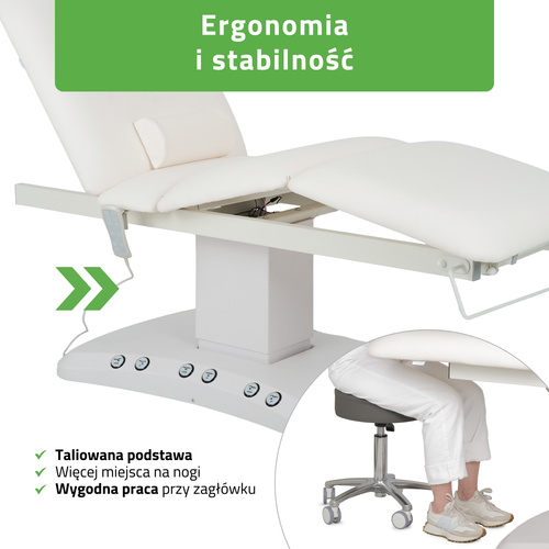Elektryczny stół zabiegowy Serenity ERGO 4 White do masażu i zabiegów SPA - 3 silniki