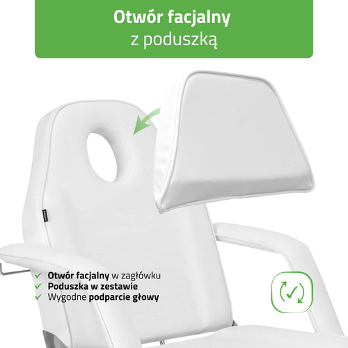 Alora biały fotel kosmetyczny, hydrauliczny  | Habys 