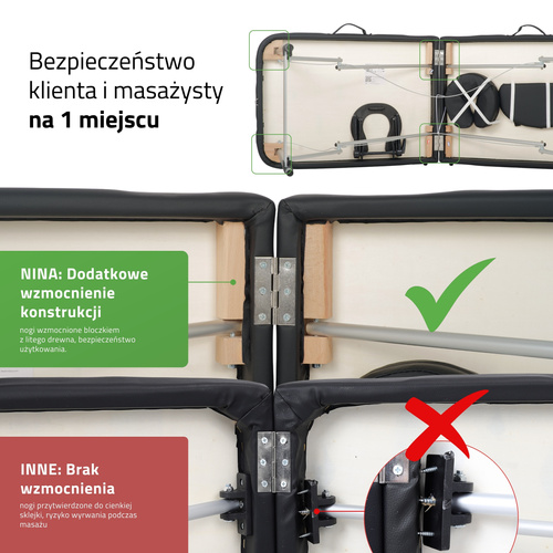 Stół do masażu Nina 60 cm - czarny