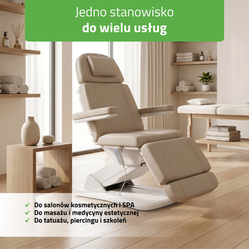 Fotel kosmetyczny elektryczny Tavia Beige - 3 silniki