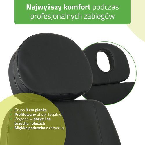 Fotel kosmetyczny z regulacja elektryczną Luxoria PRO 5, Black - 4 silniki