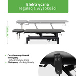Stół rehabilitacyjny, do masażu, elektryczny Fortis 4 Ergo - pilot ręczny, szaro czarny