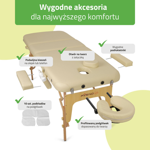 Stół do masażu Bianca 70 cm - beżowy