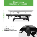 Stół rehabilitacyjny, do masażu, elektryczny Fortis 5 Ergo - pilot ręczny, szaro czarny