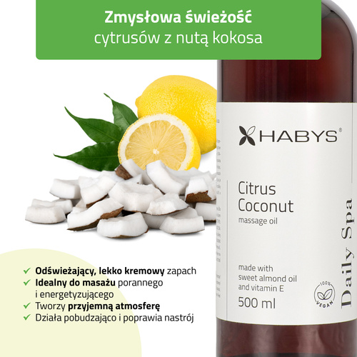 Olejek do masażu Daily Spa Citrus Coconut HABYS 500 ml