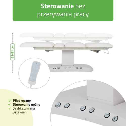 Elektryczny stół zabiegowy Serenity ERGO 4 White do masażu i zabiegów SPA - 3 silniki