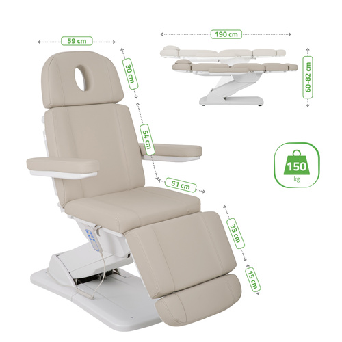 Fotel kosmetyczny elektryczny Tavia Beige - 3 silniki