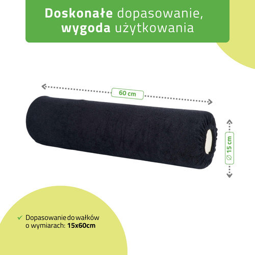 Prześcieradło frotte na wałek - 15x60 cm czarny