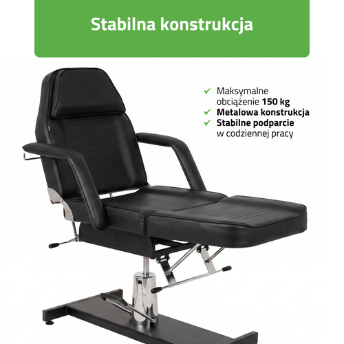 Alora czarny fotel kosmetyczny, hydrauliczny | Habys