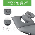 Stół rehabilitacyjny, do masażu, elektryczny Fortis 2 Ergo - pilot ręczny, szaro czarny