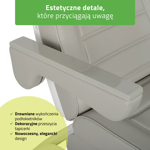Fotel kosmetyczny z regulacją elektryczną Leo PRO 4, szary - 3 silniki