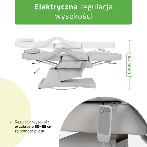 Fotel kosmetyczny, elektryczny Laris Grey - 1 silnik
