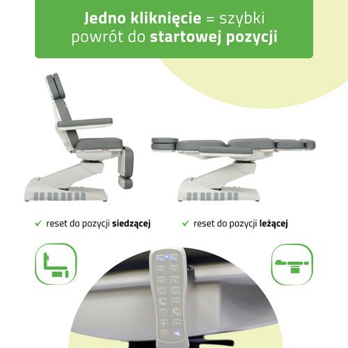 Fotel kosmetyczny z regulacja elektryczną Luxoria PRO 5, Ash Grey - 4 silniki | 3 lata gwarancji