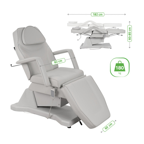 Fotel kosmetyczny, elektryczny Laris Grey - 1 silnik