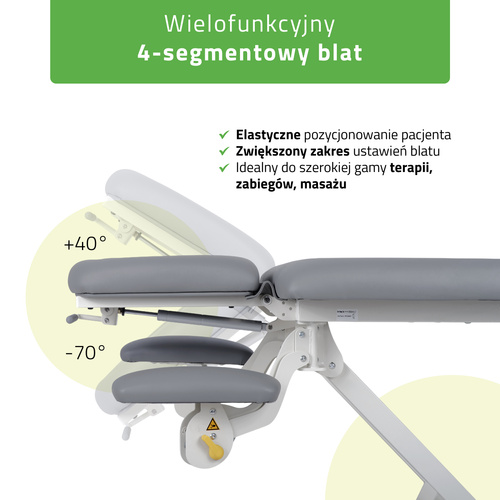 Stół rehabilitacyjny, do masażu, elektryczny Proxima V4 Ergo - pilot ręczny, rama sterująca, szaro biały | 3 lata gwarancji