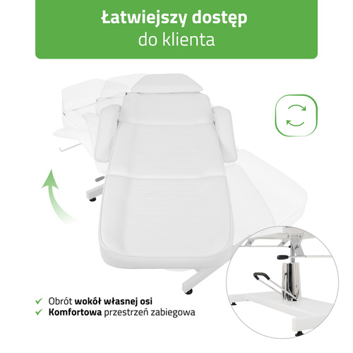 Alora biały fotel kosmetyczny, hydrauliczny  | Habys 