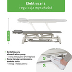 Stół rehabilitacyjny, do masażu, elektryczny Proxima V2 Ergo. Zestaw z pistoletem do masażu, wałkiem rehabilitacyjnym i podkładem flizelinowym