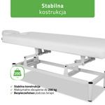 Stół rehabilitacyjny do masażu Vigo 1, sterowanie korbką (biały, biała rama)