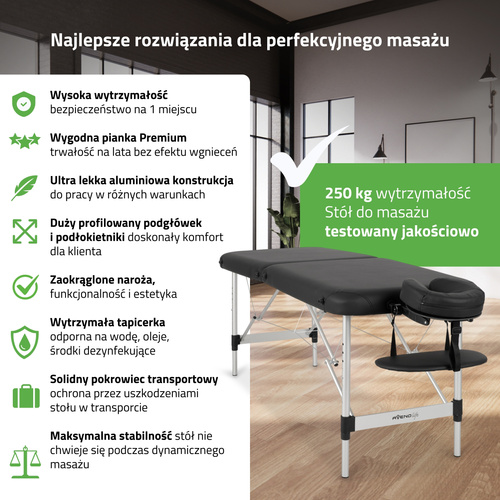 Stół do masażu Nina 60 cm - czarny