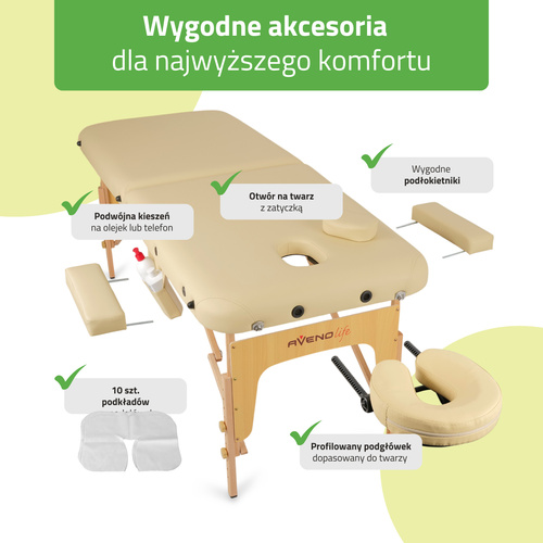 Stół do masażu Sofia Light 60 cm - beżowy