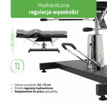 Alora czarny fotel kosmetyczny, hydrauliczny | Habys