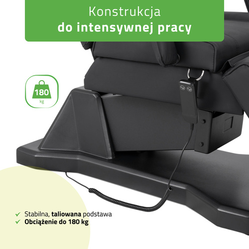 Fotel kosmetyczny, elektryczny Laris Black - 1 silnik