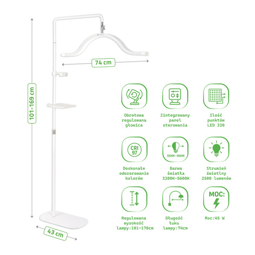 Lampa kosmetyczna LED 45W VENA do stylizacji rzęs, brwi i makijażu permanentnego