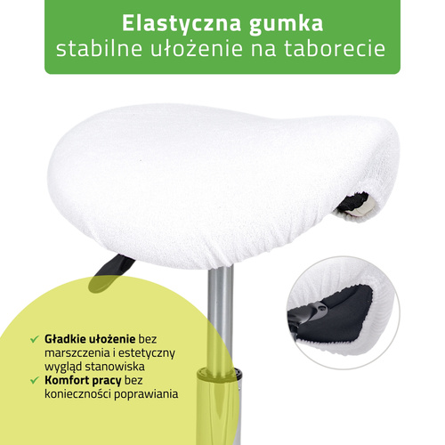 Pokrowiec frotte z gumką na taboret, biały