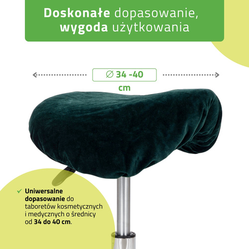 Pokrowiec welurowy z gumką na taboret, butelkowo zielony