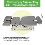 Stół rehabilitacyjny Upright Chiro Z7 - rama sterująca, kółka, regulacja drop, pasy, szaro biały