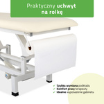 Stół rehabilitacyjny, do masażu, elektryczny Fortis 1 - pilot ręczny, beżowo biały