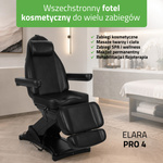 Fotel kosmetyczny z regulacją elektryczną Elara PRO 4, czarny - 3 silniki