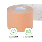 Tejp, taśma elastyczna do kinesiotapingu, 5 cm × 5 m, beżowa, Standard | Habys