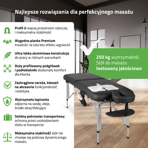 Stół do masażu Vera 60 cm – czarny