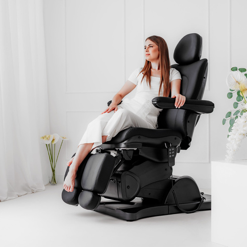 Elektryczny fotel kosmetyczny Sorina PRO 7 Black z kołyską - 4 silniki