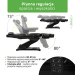 Fotel kosmetyczny z regulacją elektryczną Elara PRO 6P, czarny - 2 silniki
