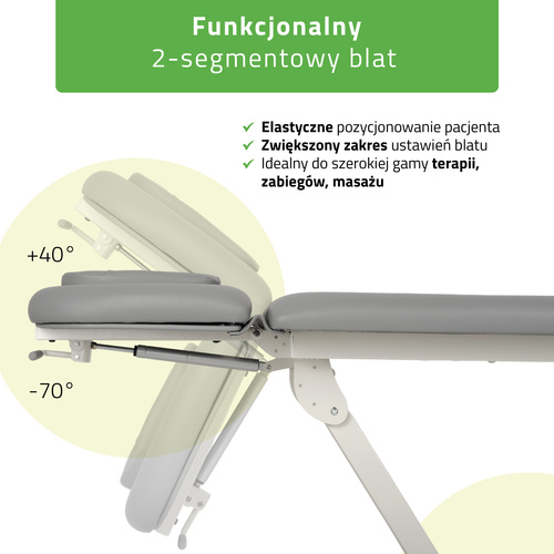Stół rehabilitacyjny, do masażu, elektryczny Proxima V2 Ergo. Zestaw z pistoletem do masażu, wałkiem rehabilitacyjnym i podkładem flizelinowym