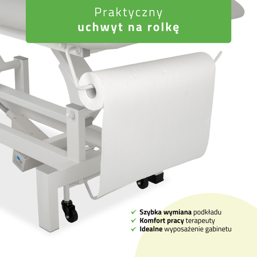 Stół rehabilitacyjny, do masażu, elektryczny Fortis 4 Ergo - pilot ręczny, szaro biały