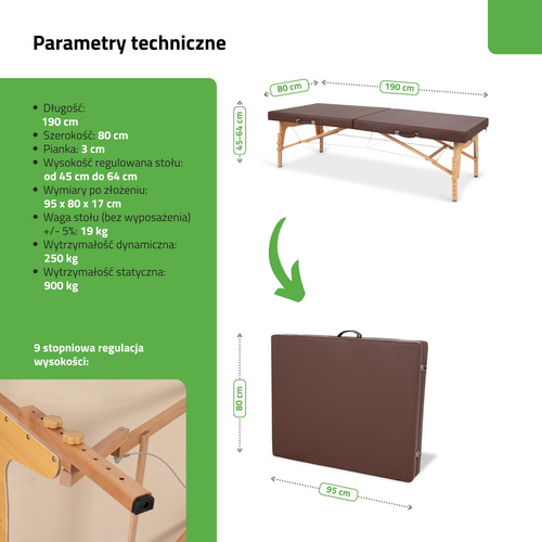Stół do masażu tajskiego NIRO 80 cm