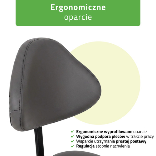 Taboret siodłowy Sola z oparciem – szary