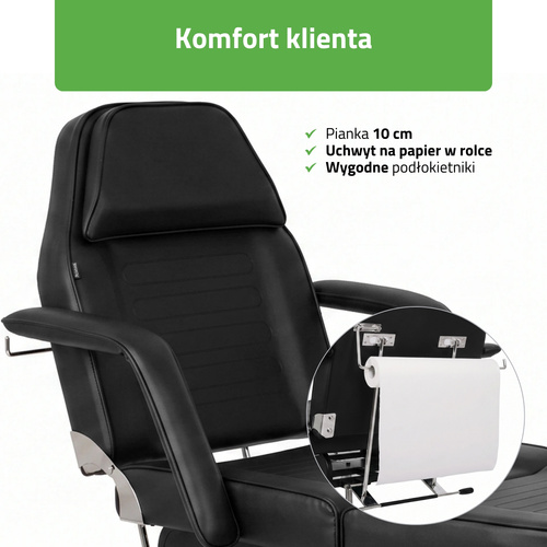 Alora czarny fotel kosmetyczny, hydrauliczny | Habys