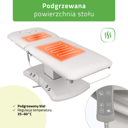 Łóżko zabiegowe z regulacją elektryczną Estella ERGO 2, White – 2 silniki